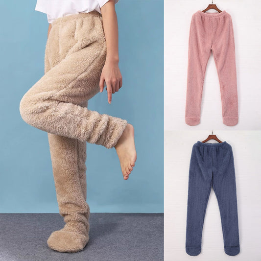 Warm fleece-lined pajama house pants