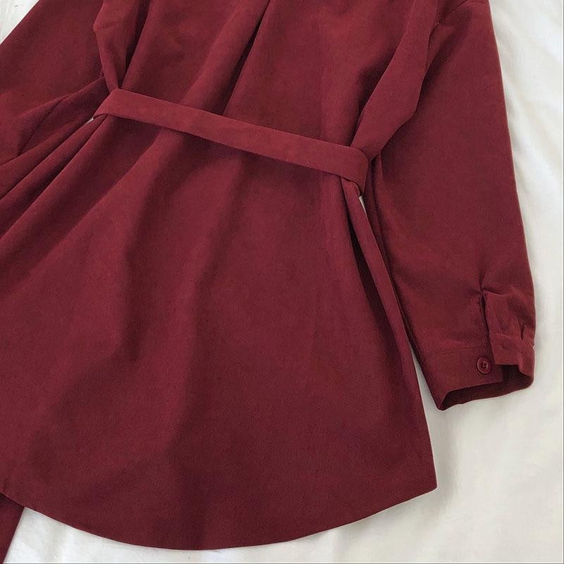 Robe-Chemise en Velours Côtelé avec Ceinture